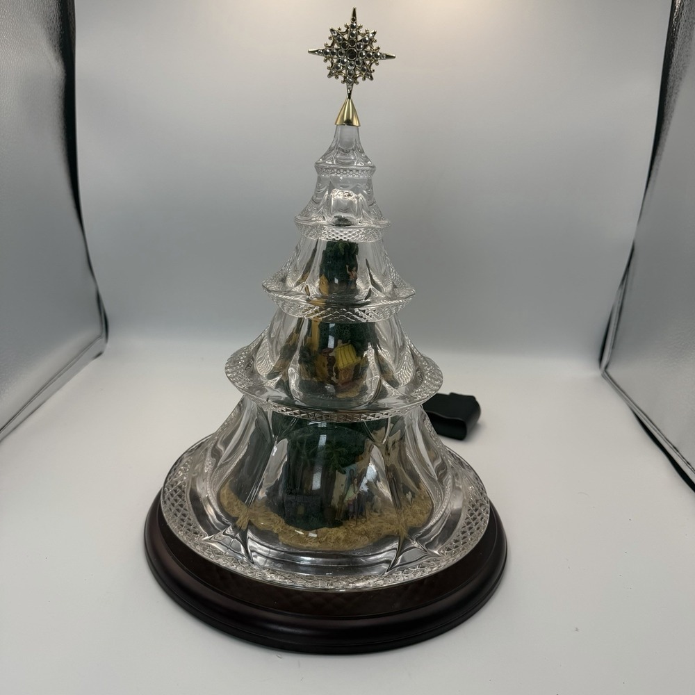 Thomas Kinkade Reflections Of Peace 14" Nativity Christmas Glass Tree #A0186